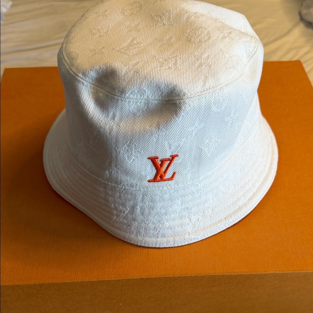 Louis Vuitton Orange Bucket Hat with White Logo